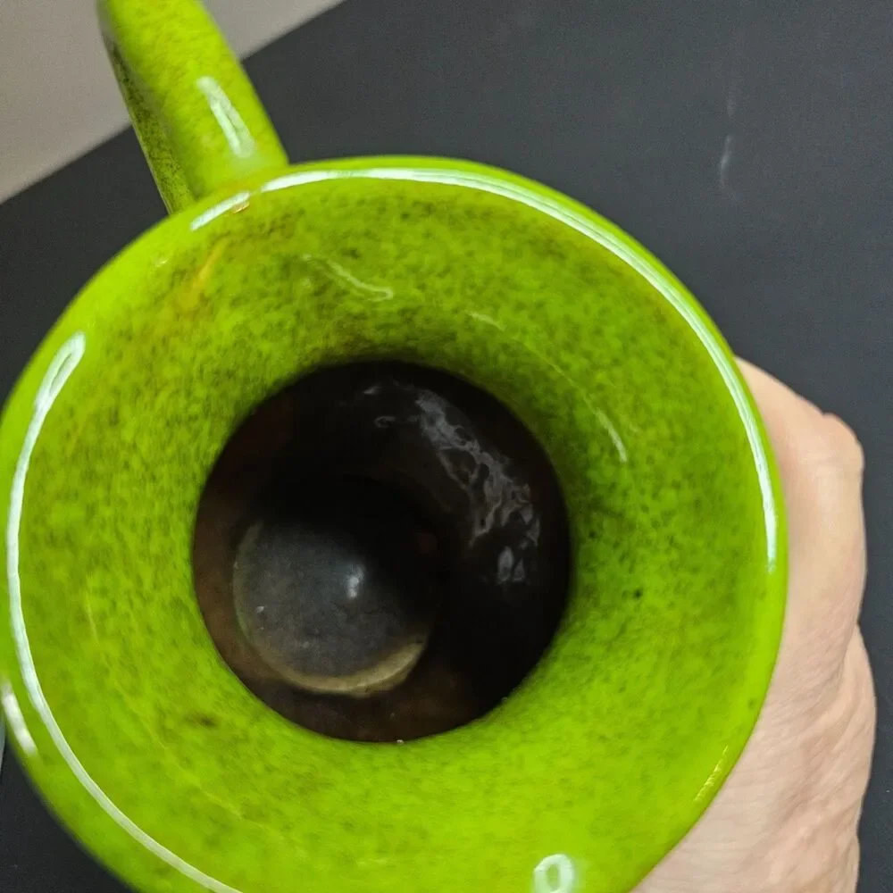 Vtg Rosenthal Netter Italy MCM 1960s Terra Cotta Green Floral Pitcher Handmade